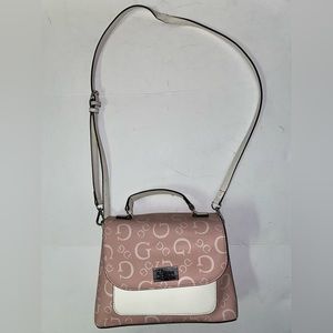 Guess Pink and White Crossbody Satchel Purse Bag